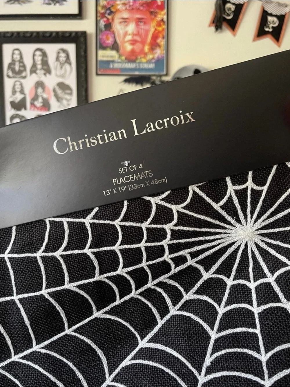 Christian Lacroix Black and White Spiderweb Placemat Set